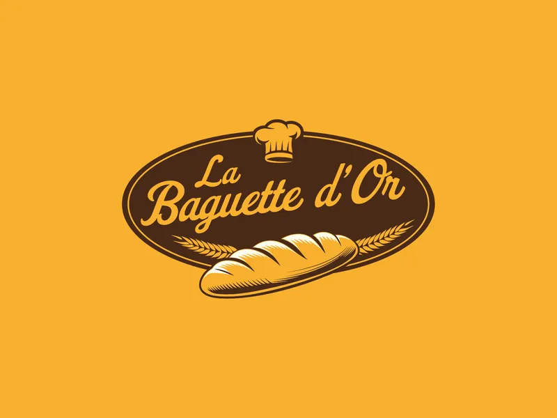 Logo La Baguette d’Or sur fond orange, planche de la charte graphique
