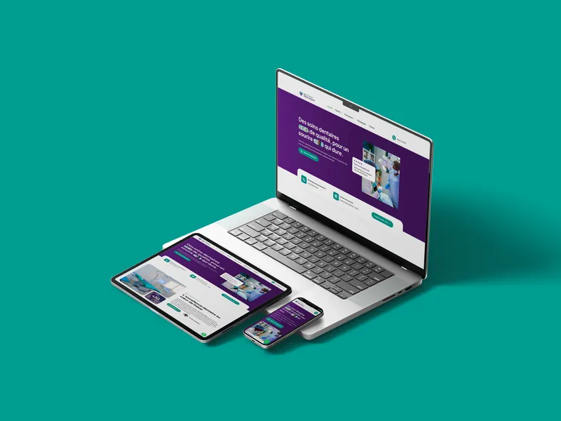 Site web du Cabinet Dentaire Yaye Latyr sur ordinateur et téléphone
