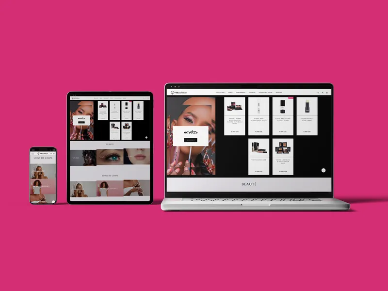 Site web de Cosmakeup sur ordinateur, tablette et mobile