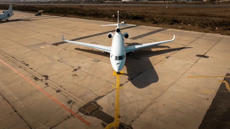 Jet SamAirways au sol, vue plongeante