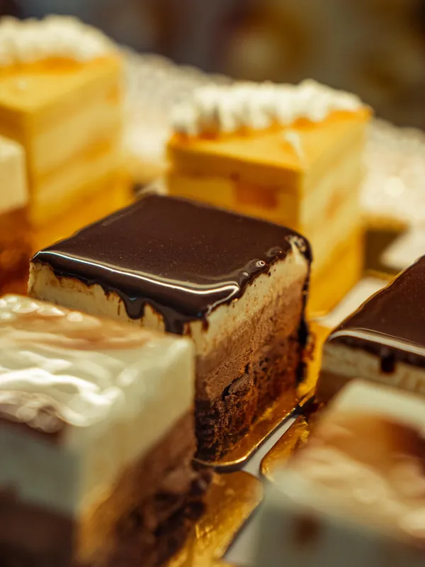 Parts de gâteaux au chocolat et à la crème